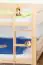 Lit superposé / lit de jeu David Hêtre massif naturel avec toboggan, sommier à lattes déroulable - 90 x 200 cm, divisible