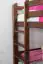 Lits superposés / lits d'enfants en pin massif, couleur noyer A16, y compris sommiers à lattes - Dimensions 90 x 200 cm, convertibles