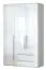 Armoire à portes battantes / penderie Siumu 27, Couleur : Blanc / Blanc brillant - 224 x 137 x 56 cm (H x L x P)