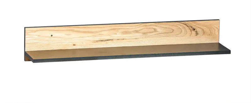 Étagère murale Amanto 9 noir et frêne | 15 x 90 x 18 cm | Rangement moderne et gain de place