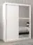 Armoire à portes coulissantes / Penderie Bisaurin 3C avec miroir, Couleur : Blanc mat - Dimensions : 200 x 150 x 62 cm ( H x L x P)