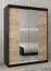 Armoire à portes coulissantes / Penderie avec miroir Tomlis 03A, Couleur : Noir / Chêne de Sonoma - Dimensions : 200 x 150 x 62 cm (H x L x P)