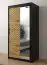 Armoire moderne Mulhacen 77, Couleur : Noir mat / Chêne artisan - Dimensions : 200 x 100 x 62 cm (h x l x p), avec cinq casiers et deux tringles à vêtements