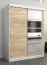 Armoire à portes coulissantes / Penderie Aizkorri 03A avec miroir, Couleur : Blanc mat / Chêne de Sonoma - Dimensions : 200 x 150 x 62 cm (H x L x P)