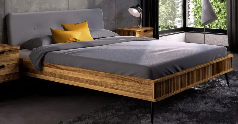 Lit double Rolleston 02 | Chêne sauvage massif huilé | 160 x 200 cm | Design haut de gamme