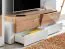 Elégant meuble-paroi avec cheminée au bioéthanol Bjordal 27, couleur : blanc / chêne Artisan - dimensions : 150 x 290 x 45 cm (h x l x p), avec fonction push-to-open