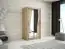 Armoire à portes coulissantes / Penderie Guajara 01 avec miroir, Couleur : Chêne de Sonoma - Dimensions : 200 x 100 x 62 cm (H x L x P)