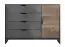 Commode Bassatine 07, Couleur : Chêne rustique / Gris / Noir - Dimensions : 99 x 138 x 40 cm (H x L x P)