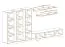 Mur de salon avec deux armoires suspendues Hompland 39, Couleur : Blanc / Noir - dimensions : 170 x 260 x 40 cm (h x l x p), avec fonction push-to-open