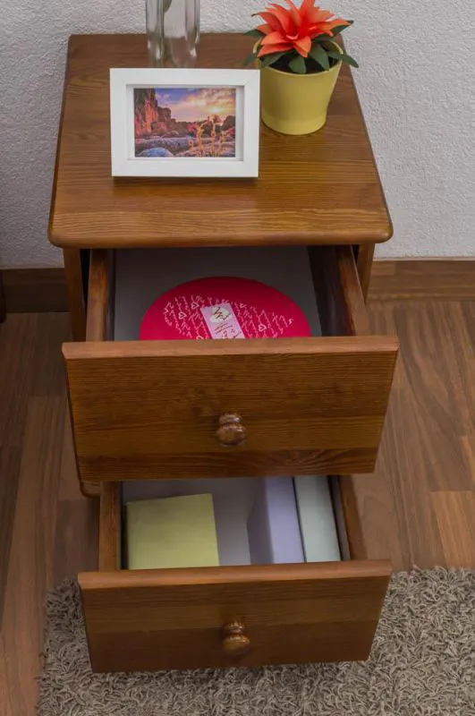 Table de chevet Chêne 55x42x47 (HxLxP) Pin massif, 2 tiroir(s) Abbildung