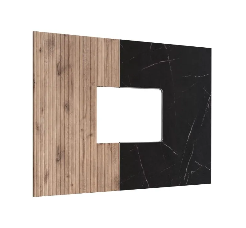 Panneau de fond / Panneau mural / Couleur : Chêne Vicking / Marbre Noir / Finition de haute qualité / 160 x 1,5 x 120 cm / Pour le salon
