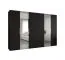 Armoire penderie 3 m Korab 107 | Noir | Fermeture douce | 2 portes miroir | Poignées dorées