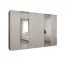 Armoire à portes battantes Korab 110 | 3 m de large | 4 penderies | Finition cachemire | Poignées dorées | Fermeture douce | Deux portes miroir