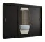Armoire à portes coulissantes Musala 23 | Noir | 2,5 m de large | 2 tringles | 1 porte miroir | 10 compartiments