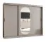 Armoire penderie Moldoveanu 24 | 2 portes coulissantes dont 1 miroir ovale | 2,5 m de large | 10 compartiments | Finition cachemire