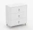 Commode blanche Taygetos 01 | 96 x 80 x 45 cm | 3 tiroirs | Poignées en cuir | Pieds en bois 14 cm | Style scandinave