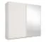 Armoire à portes coulissantes /  6 compartiments / Avec miroir / 1 tringle à vêtements / Blanc / 221 x 60 x 207 cm / Poignées en métal / Système de fermeture Soft-Close / Igoumenitsa 01 / 2 portes coulissantes
