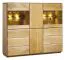 Vitrine Fazenda 18, couleur : naturel, chêne partiellement massif - 135 x 157 x 41 cm (h x l x p)