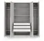 Penderie / Armoire à portes battantes / 4 portes / 200 x 61 x 210 cm / Couleur : gris platine / 3 tringles à vêtements / 7 compartiments / Chants ABS / Edegem 01