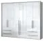 Armoire | 6 portes battantes | 4 tiroirs | 5 casiers | avec 3 tringles à vêtements | 277 cm de large | Couleur: Blanc Abbildung
