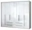 Grande Armoire | 6 portes battantes | 4 tiroirs | 8 casiers | avec 4 tringles à vêtements | 277 cm de large | Couleur: Blanc Abbildung