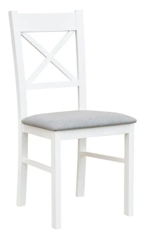 Chaise Gyronde 22 | Hêtre massif blanc laqué | Assise tissu | 94 x 43 x 44 cm