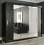 Armoire avec une porte miroir Etna 93, Couleur : Noir mat / Marbre noir - Dimensions : 200 x 250 x 62 cm (h x l x p), avec suffisamment d'espace de rangement