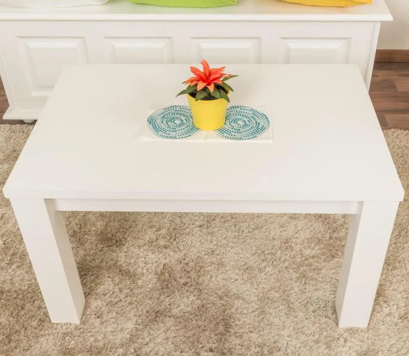 Table d'appoint Table basse Pin massif Couleur: Blanc 50x90x60 cm Abbildung