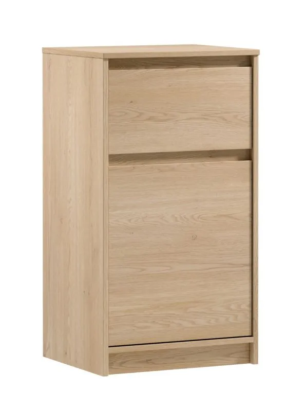 Commode basse Gracilius 01 en chêne Cremona, 87 x 47 x 40 cm, avec 1 tiroir, Poignées, 2 compartiments, 1 étagère, 1 porte, Protection des bandes de chant ABS
