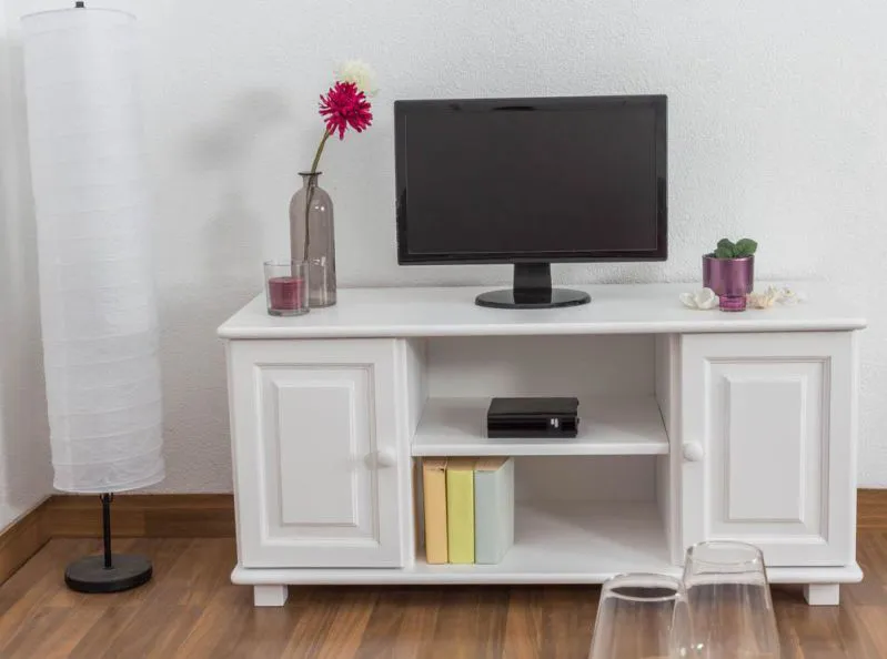 TV-Buffet bas Bois massif Couleur: Blanc 55x118x47 cm Abbildung