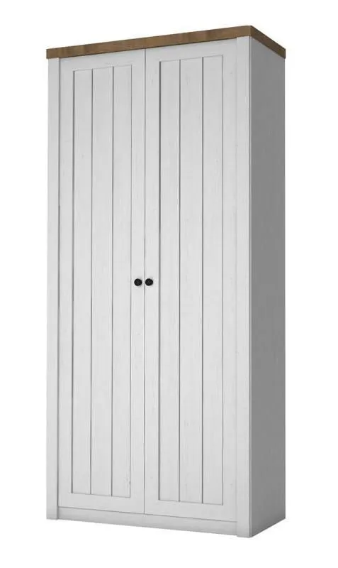 Chambre à coucher - Armoire, Couleur: Pin Blanc / Chêne Brun - 198 x 90 x 53 cm (H x L x P) Abbildung