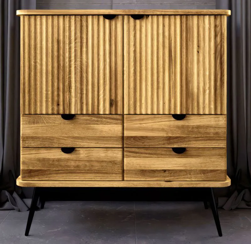 Commode Rolleston 19 en chêne sauvage massif huilé | 102 x 97 x 46 cm | Design haut de gamme