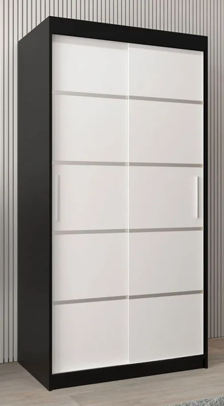 1 mètre de large Armoire avec 2 portes | Couleur : Blanc / Noir Abbildung