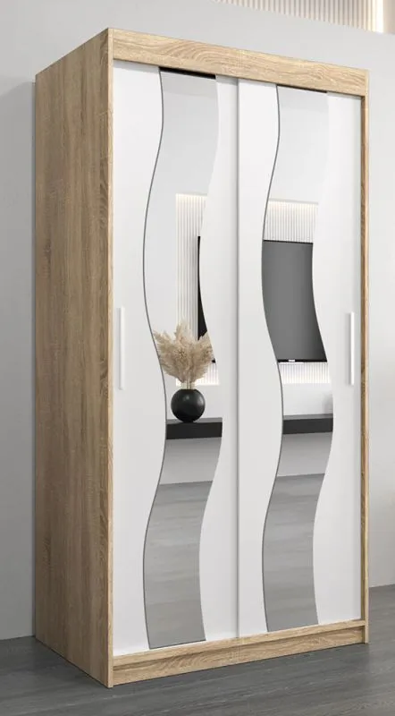 1 mètre de large Armoire avec 2 portes | Couleur : Chêne Sonoma / Blanc Abbildung
