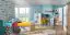 Chambre d'enfant - Étagère à suspendre / étagère murale Fabian 12, couleur : chêne brun clair / blanc / bleu - 33 x 120 x 31 cm (h x l x p)