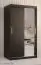 Armoire étroite avec une porte à miroir Balmenhorn 28, Couleur : Noir mat - Dimensions : 200 x 100 x 62 cm (h x l x p), avec cinq casiers