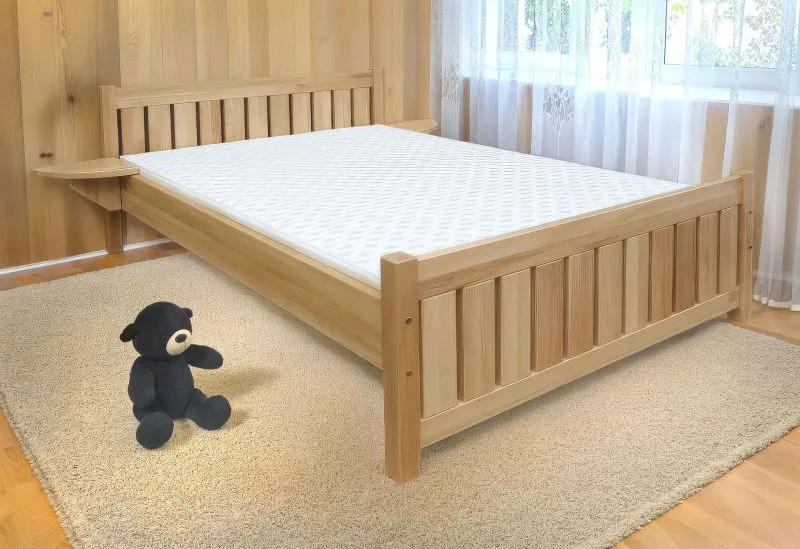 Lit enfant ou adolescent en hêtre massif naturel 106 | 140 x 200 cm | Sommier inclus | Design moderne
