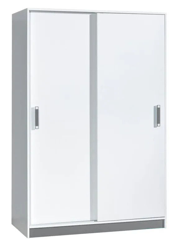 Chambre d'enfant - Armoire à portes coulissantes / armoire Frank 14, couleur : blanc / gris - 189 x 120 x 60 cm (h x l x p)