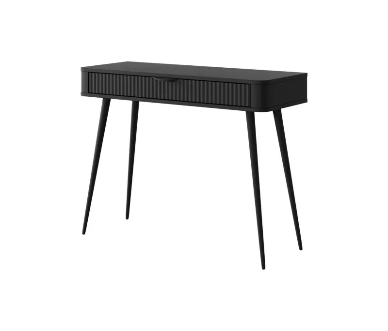Coiffeuse design Sloughia 15 | Noir élégant | Façade à lamelles stylée | Métal et bois stratifié | 78 x 100 x 38 cm