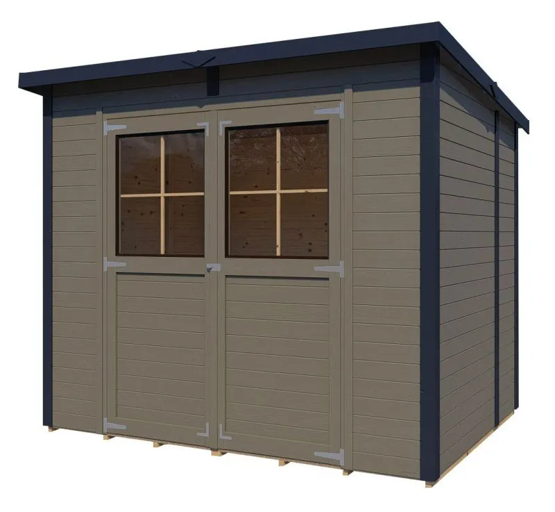 Abri de jardin avec plancher, Cabane de jardin, Gris beige / Anthracite, abri de jardin en éléments, surface au sol : 4,16 m², toit à une pente