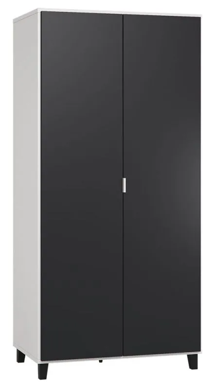 Armoire penderie Vacas 13 | Blanc / Noir | 195 x 93 x 57 cm | Soft Touch & LED