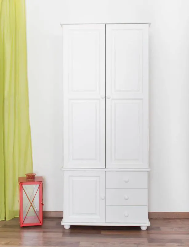 Salon - Armoire Pin Bois massif Blanc Laqué - Dimensions 195 x 84 x 42 cm Abbildung