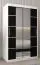 Armoire à portes coulissantes / Penderie Jan 02D avec miroir, Couleur : Blanc mat / Noir - Dimensions : 200 x 120 x 62 cm (H x L x P)