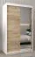 Armoire à portes coulissantes / Penderie Jan 02B avec miroir, Couleur : Blanc mat / Chêne de Sonoma - Dimensions : 200 x 120 x 62 cm ( H x L x P)