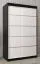 Armoire à portes coulissantes / Penderie Jan 02A, Couleur : Noir / Blanc mat - Dimensions : 200 x 120 x 62 cm ( h x l x p)