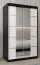 Armoire à portes coulissantes / Penderie Jan 02D avec miroir, Couleur : Noir / Blanc mat - Dimensions : 200 x 120 x 62 cm (H x L x P)