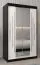 Armoire à portes coulissantes / Penderie avec miroir Tomlis 02A, Couleur : Noir / Blanc mat - Dimensions : 200 x 120 x 62 cm (h x l x p)