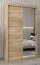 Penderie à portes coulissantes avec miroir | Chêne Sonoma | 200 x 120 x 62 cm | Design moderne