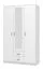 Armoire penderie Kovin 06 avec miroir | 2 portes, 2 tiroirs | 5 compartiments | Blanc | 205 x 120 x 52 cm