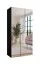 Armoire de chambre à coucher avec miroir / Couleur : Noir / 1 compartiment / 1 tringle à vêtements / Fonction Soft-Close / Bords ABS / Poignées : Or / Dimensions : 100 x 52 x 202 cm / Penderie